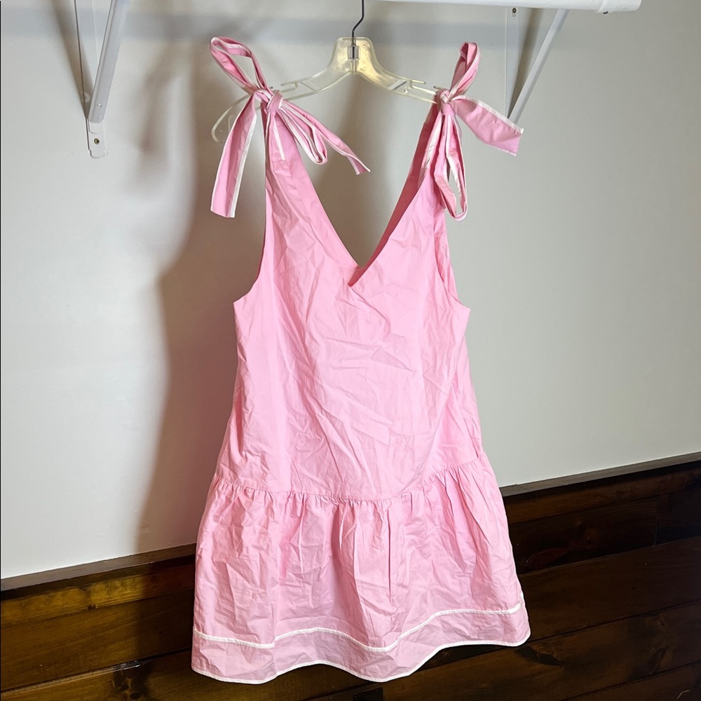 Amazon Cotton Light Pink Tie-Shoulder Babydoll Dress-‎ S